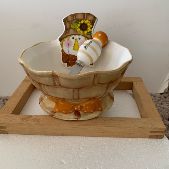 scarecrow dip dish with spreader - Picture 1 of 5